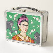 Frida Kahlo Monkey Graphic Metall Brotdose (Vorderseite)