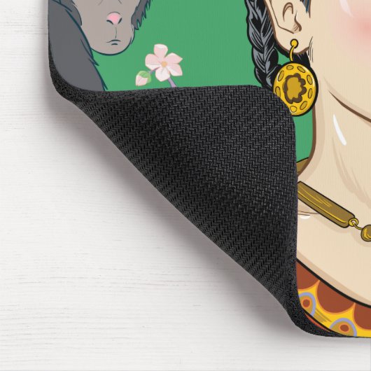 Frida Kahlo Monkey Graphic Mousepad (Ecke)
