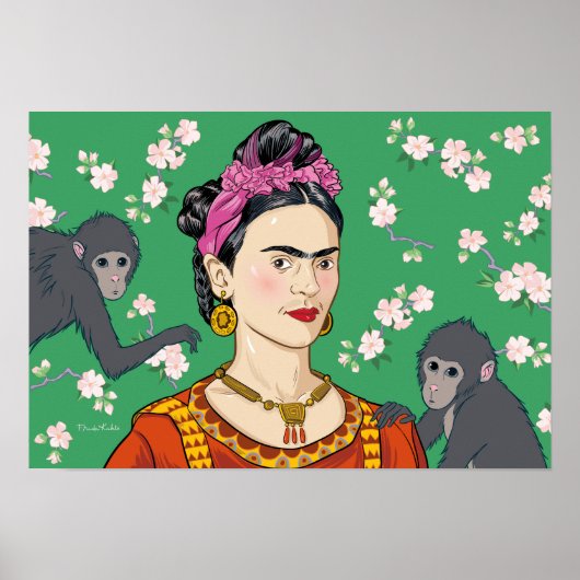 Frida Kahlo Monkey Graphic Poster (Vorne)