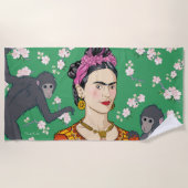 Frida Kahlo Monkey Graphic Strandtuch (Vorderseite)