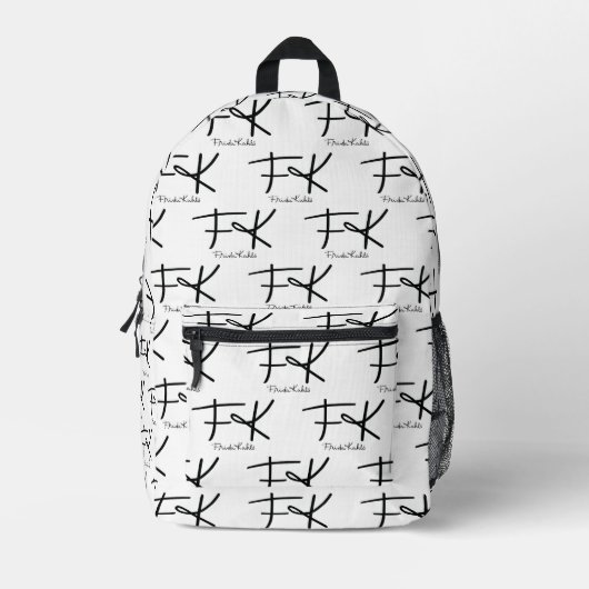 Frida Kahlo Monogram "FK" Signature Pattern Bedruckter Rucksack (Vorderseite)