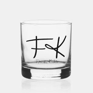 Frida Kahlo Monogram Signature "FK" Whiskyglas