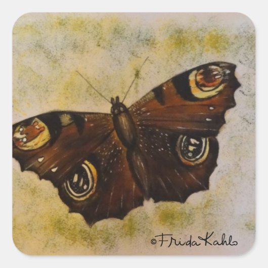 Frida Kahlo Painted Butterfly Quadratischer Aufkleber (Vorderseite)