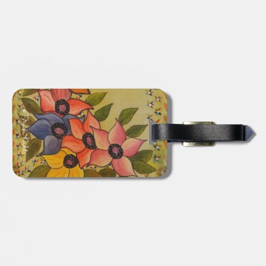 Frida Kahlo Painted Flores Gepäckanhänger (Rückseite horizontal)