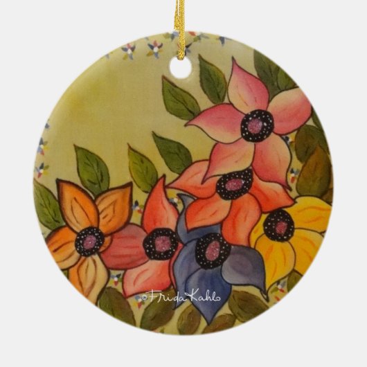 Frida Kahlo Painted Flores Keramikornament (Hinten)