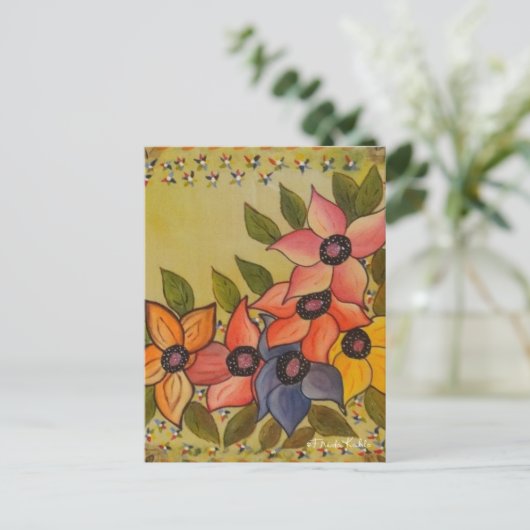 Frida Kahlo Painted Flores Postkarte (Stehend Vorderseite)