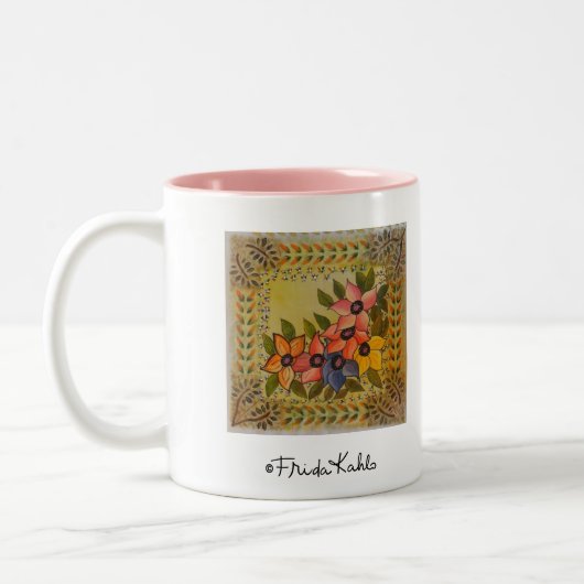 Frida Kahlo Painted Flores Zweifarbige Tasse (Links)
