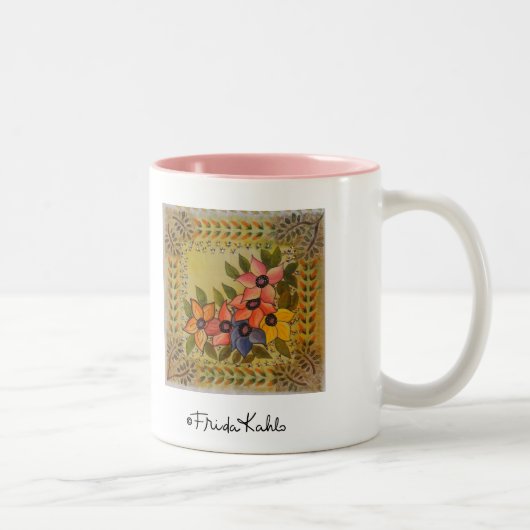 Frida Kahlo Painted Flores Zweifarbige Tasse (Rechts)