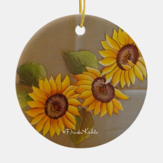 Frida Kahlo Painted Sunflowers Keramikornament (Vorne)