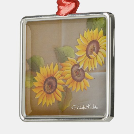 Frida Kahlo Painted Sunflowers Silbernes Ornament (Links)