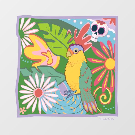 Frida Kahlo Parrot Graphic Fensteraufkleber (Blatt)