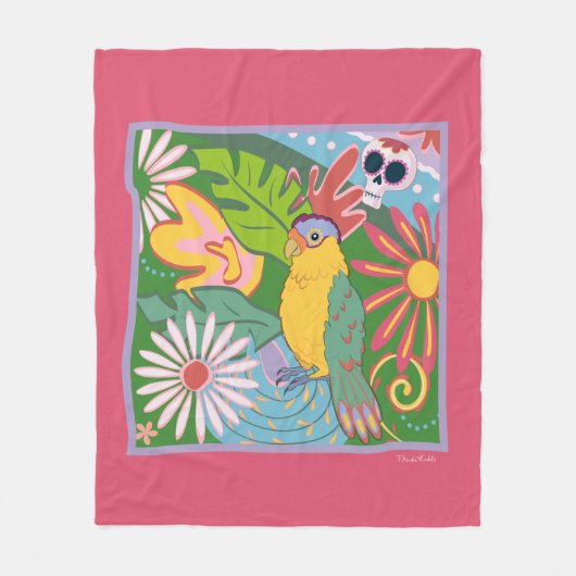 Frida Kahlo Parrot Graphic Fleecedecke (Vorderseite)