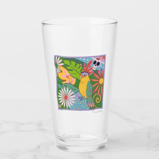 Frida Kahlo Parrot Graphic Glas (Vorderseite)