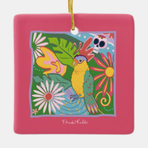 Frida Kahlo Parrot Graphic Keramikornament