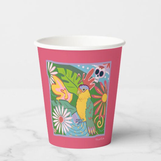 Frida Kahlo Parrot Graphic Pappbecher (Vorderseite)