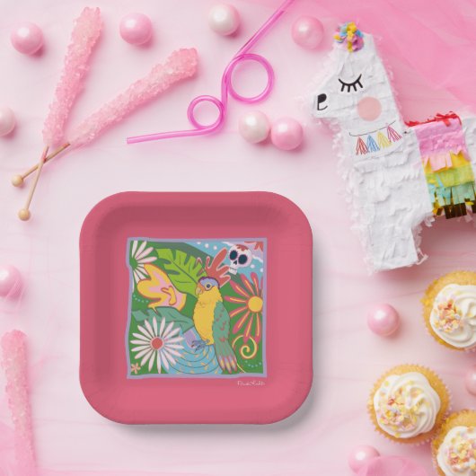 Frida Kahlo Parrot Graphic Pappteller (Party)