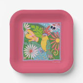 Frida Kahlo Parrot Graphic Pappteller (Vorderseite)