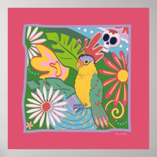 Frida Kahlo Parrot Graphic Poster (Vorne)