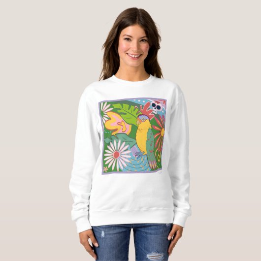 Frida Kahlo Parrot Graphic Sweatshirt (Vorne ganz)