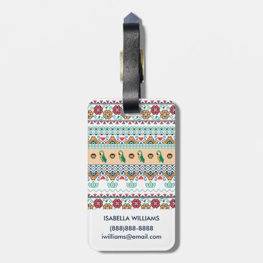 Frida Kahlo| Patrón de Colores Gepäckanhänger (Rückseite vertikal)