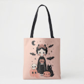 Frida Kahlo Pink Pasteloween Spooky Niedlich Hallo Tasche (Vorderseite)