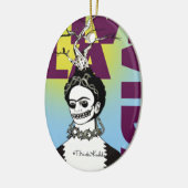 Frida Kahlo Pop Art Portrait Keramik Ornament (Links)