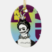 Frida Kahlo Pop Art Portrait Keramik Ornament (Hinten)