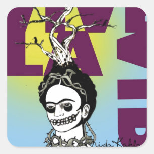 Frida Kahlo Pop Art Portrait Quadratischer Aufkleber