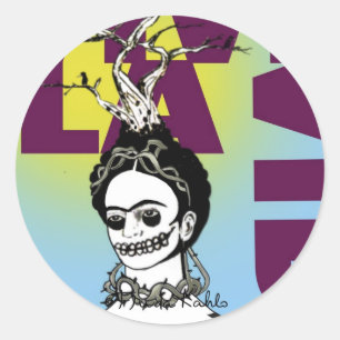 Frida Kahlo Pop Art Portrait Runder Aufkleber