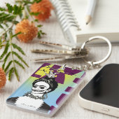 Frida Kahlo Pop Art Portrait Schlüsselanhänger (Vorderseite rechts)