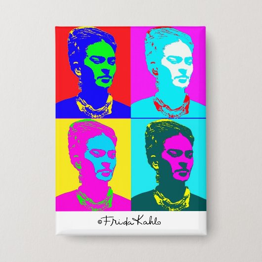 Frida Kahlo Pop Art-Porträt Button (Vorderseite)