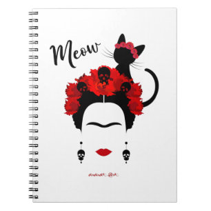 Frida Kahlo Portrait und niedliches Meow Mexican C Notizblock