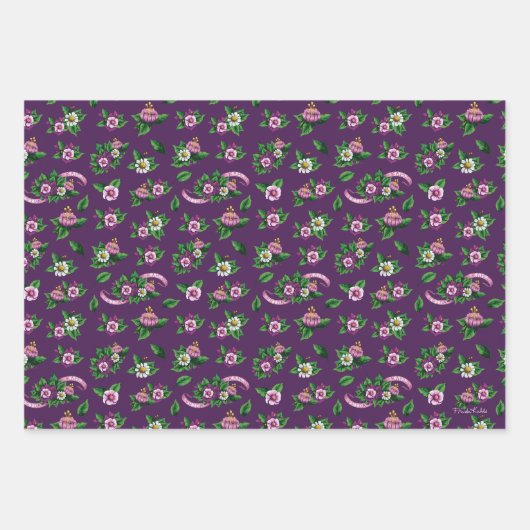 Frida Kahlo | Purple Floral Bouquet Pattern Geschenkpapier Set (Vorderseite 2)