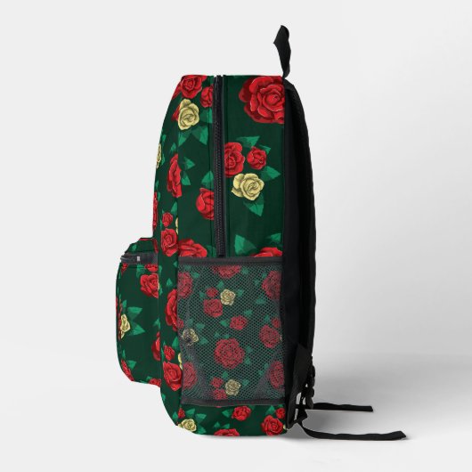 Frida Kahlo | Red and Gold Rose Pattern Bedruckter Rucksack (Rechts)