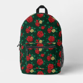 Frida Kahlo | Red and Gold Rose Pattern Bedruckter Rucksack (Vorderseite)