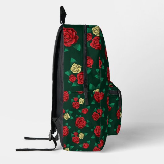 Frida Kahlo | Red and Gold Rose Pattern Bedruckter Rucksack (Links)
