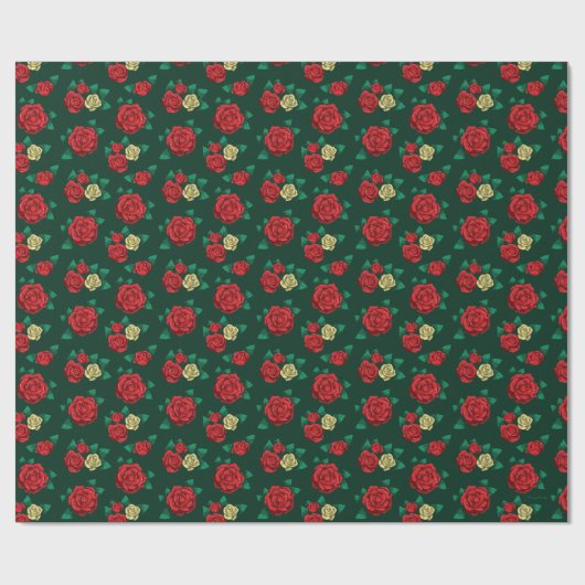 Frida Kahlo | Red and Gold Rose Pattern Geschenkpapier (Flach)