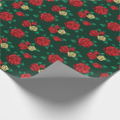 Frida Kahlo | Red and Gold Rose Pattern Geschenkpapier (Ecke)