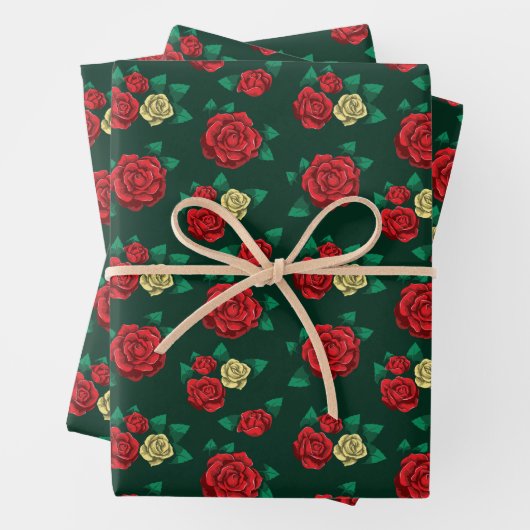 Frida Kahlo | Red and Gold Rose Pattern Geschenkpapier Set (Beispiel)