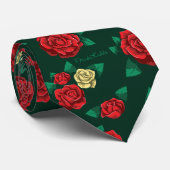 Frida Kahlo | Red and Gold Rose Pattern Krawatte (Gerollt)