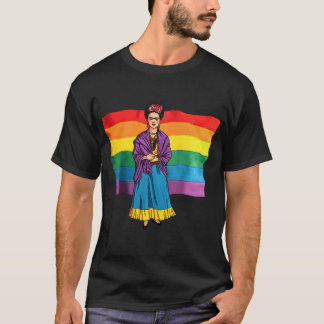 Frida Kahlo Regenbogen-Herzen-Porträt T-Shirt