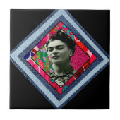 Frida Kahlo Retro Denim Diamond Fliese (Vorderseite)