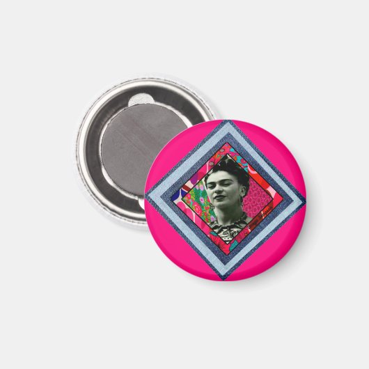Frida Kahlo Retro Denim Diamond Magnet (Vorderseite/Rückseite)