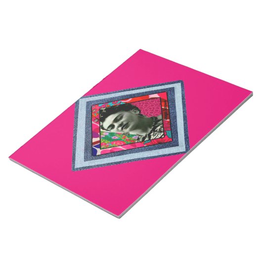 Frida Kahlo Retro Denim Diamond Notizblock (angewinkelt)