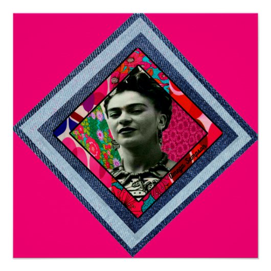 Frida Kahlo Retro Denim Diamond Poster (Vorderseite)