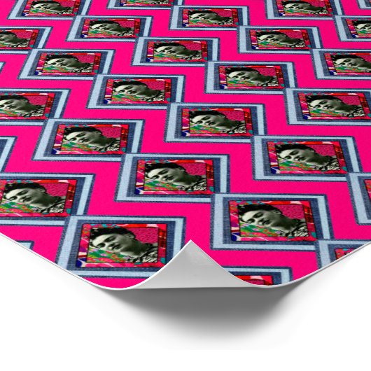 Frida Kahlo Retro Denim Diamond Poster (Ecke)