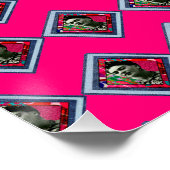 Frida Kahlo Retro Denim Diamond Poster (Ecke)