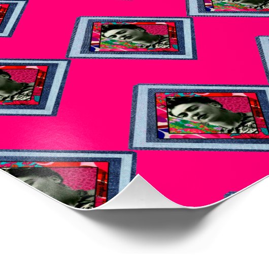 Frida Kahlo Retro Denim Diamond Poster (Ecke)