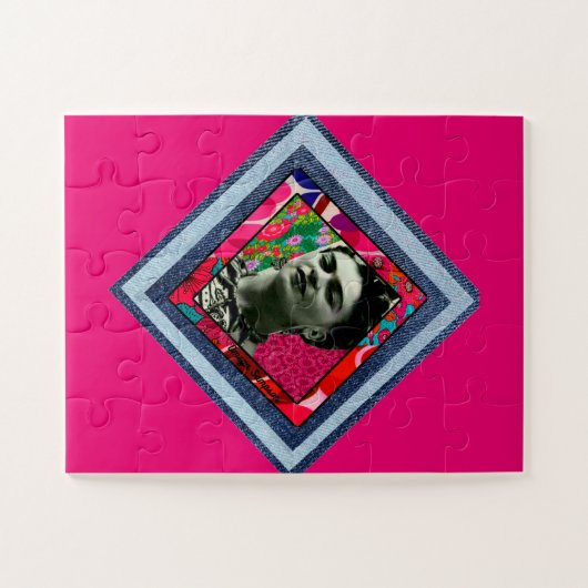 Frida Kahlo Retro Denim Diamond Puzzle (Horizontal)