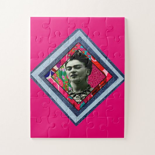 Frida Kahlo Retro Denim Diamond Puzzle (Vertikal)